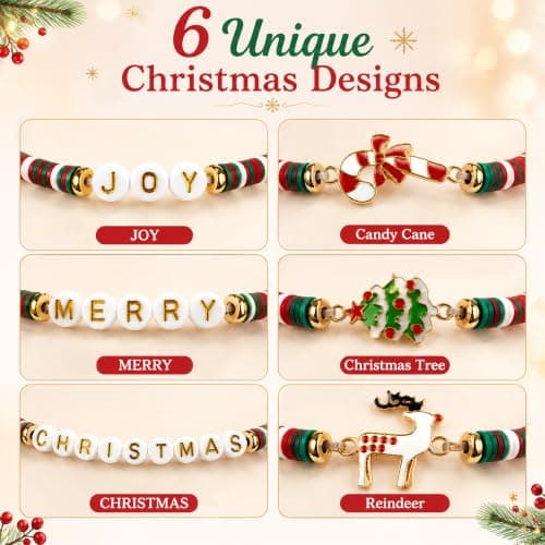 Christmas Festive Gifts for Women Adults - Xmas Sweater Dresses Shirts Outfits Accessories | Christmas Party Favors Supplies OHOME Stocking Stuffers - 6 Pack Christmas Bracelets for Teens Girls Women B0H492897X