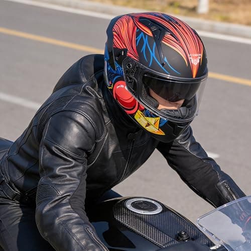 VCOROS Full Face Dual Visor Motorcycle Helmet for Adults Motorbike Street Bike Racing Helmets X9 DOT Approved with Black Visor