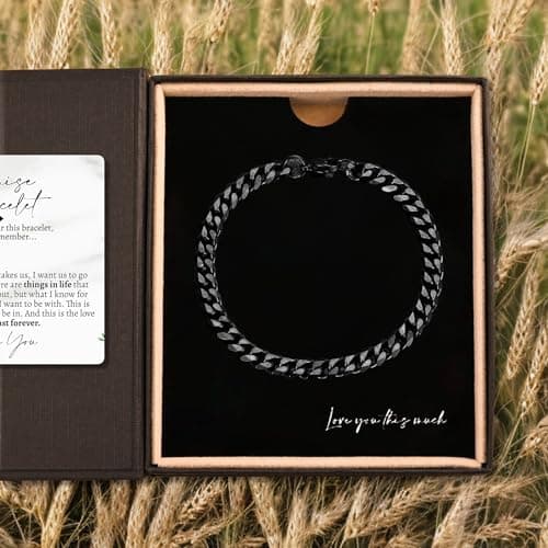 Love You This Much Promise Cuban Bracelet, Romantic Gift for Boyfriend, Appreciation Gift for Boyfriend, Cute Small Gift for Boyfriend, Thoughtful Boyfriend
