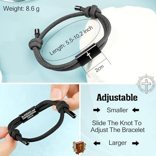 Birthday Philippians Confirmation Baptism Gifts for 9 10 11 13 16 18 21 Years Old Boy, Soccer Baseball Basketball Accessories PEALICIOUS Cross Bracelet for Boys, Joshua Birthday Son Gifts for Teens B0GJ54CQ6W