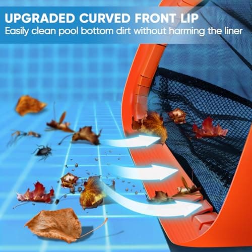 17.5" Pool Net, Pool Skimmer Net with Double-Layer Netting Bag, Aluminum Frame, Deep Nylon Net, Large Capacity Pool Cleaning Net, Leaf Skimmer Rake Net for Above Ground & In-ground Pools (No Pole)