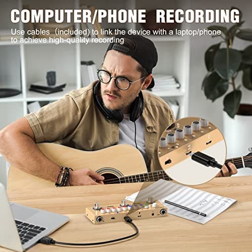 LEKATO Multi Effects Pedal for Acoustic Guitar, with IR Loading 9 AMP Models, Acoustic Multi Effects Processor, Bluetooth 5.0,Recording, Built-in Battery