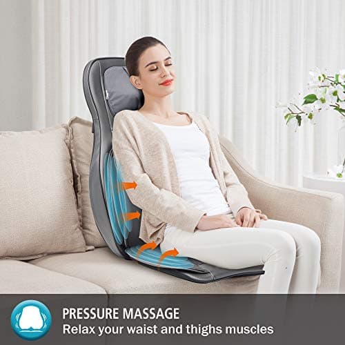 COMFIER Massager Chair with Heat, Shiatsu Neck Back Massager Portable with Compression & Rolling,Massage Chair Pad for Neck & Back for Muscle Tension Relief, Father Day Gift