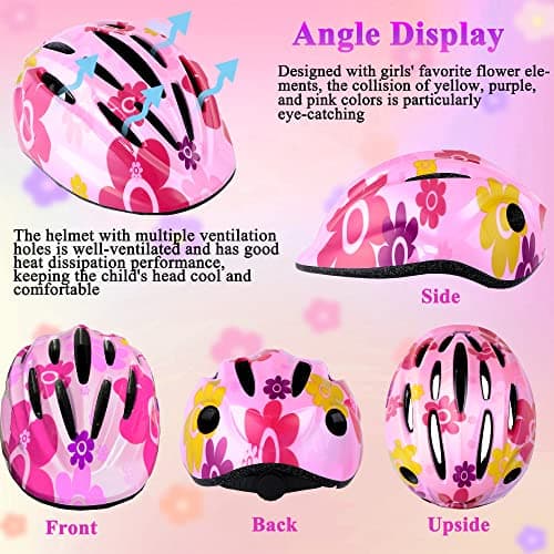 Lamsion Kids Helmet Adjustable with Sports Protective Gear Set Knee Elbow Wrist Pads for Toddler Ages 3 to 8 Years Old Boys Girls Cycling Skating Scooter Helmet
