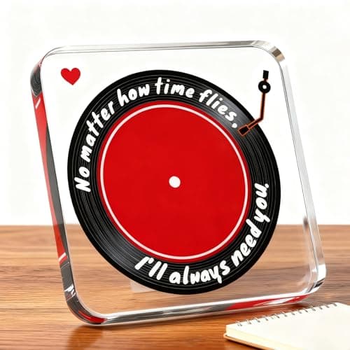Heartwarming Gift for Husbands, Boyfriends, Couples & Retro-Style Fans, Ideal for Valentine's Day, Birthdays, Christmas, Anniversaries & Home Décor - Romantic Vinyl Record Acrylic Decor(Black and red)