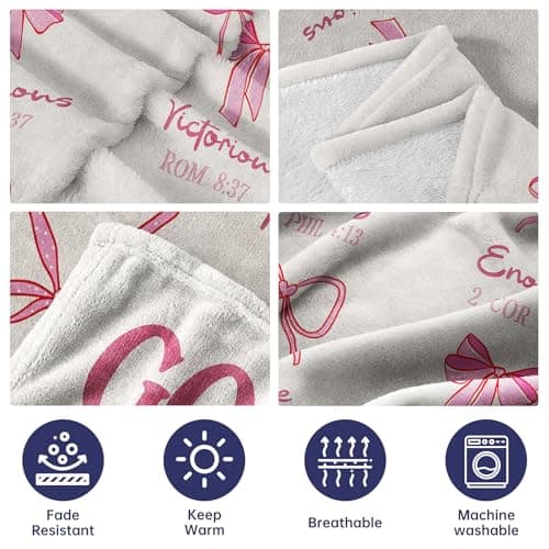Christian Gifts for Women on Birthday Christmas, Christening/First Communion/Dedication Gifts for Baby Girls Teens Daughter Baptism Gifts for Girls, God Says I Am Pink Bow Blanket 50"x60" B0FZB5XHKX