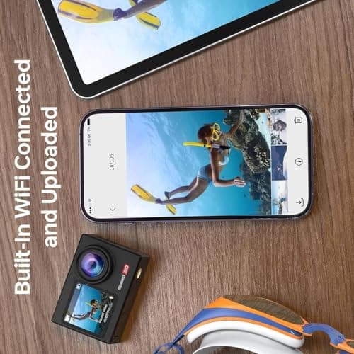 Waterproof Action Camera Underwater,Sports Camera 4K60FPS 30MP with EIS/Dual Screen/5X Zoom/Remote Control,Bare Underwater Camera with Waterproof Case,4K Action Camera for Vlogging/Video Recording