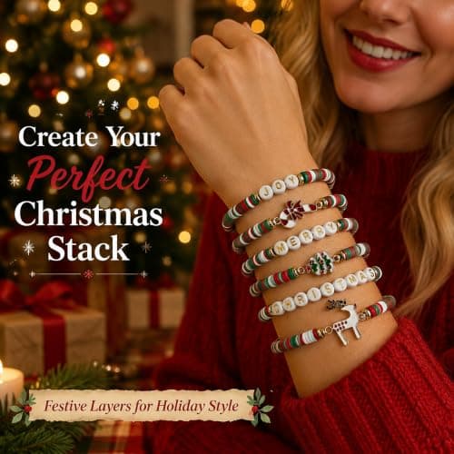 Christmas Festive Gifts for Women Adults - Xmas Sweater Dresses Shirts Outfits Accessories | Christmas Party Favors Supplies OHOME Stocking Stuffers - 6 Pack Christmas Bracelets for Teens Girls Women B0H492897X