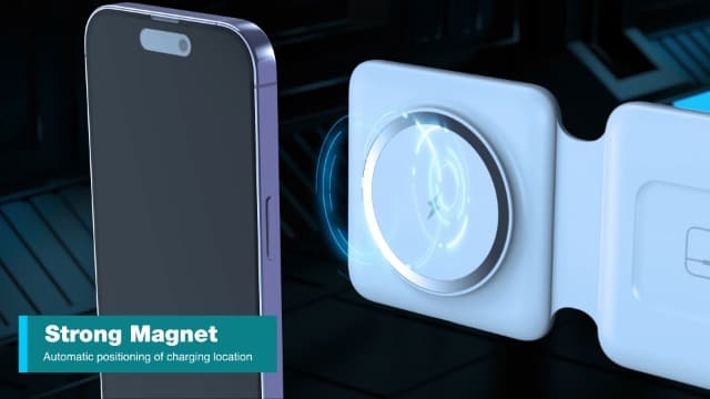 Charging Station for Apple Multiple Devices - 3 in 1 Foldable Magnetic Wireless Charger Dock - Travel Charging Pad for iPhone 16 15 14 13 12 Pro Max Plus Watch & Airpods