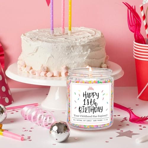 Homsolver 18th Birthday Gifts for Girls Boys, Vanilla Scent Ideas 18th Birthday Candles for Sister, Daughter, Best Friends, Handmade Aromatherapy with 50+ Hour Burn Time, Funny Birthday Decorations B0F2HZQ2B2