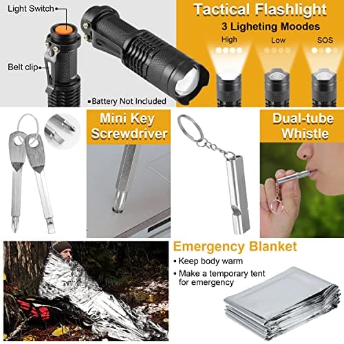 XKASE Survival Kit, Gifts for Men Dad Husband, Emergency Survival Gear and Equipment 19 in 1, Fishing Hunting Birthday for Men, Camping Accessories, Cool Gadget, Camping Essentials