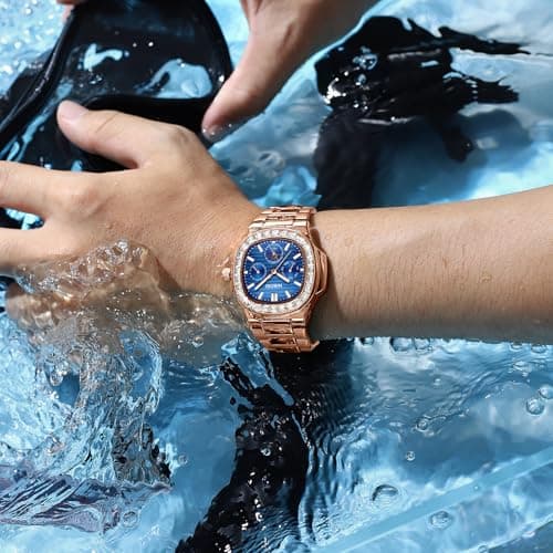 NIBOSI Men's Watches - Analog Quartz Chronograph Watch for Men, Waterproof Luxury Diamond Luminous Dial Business Dress Watch for Anniversary Graduation and Birthday Gifts