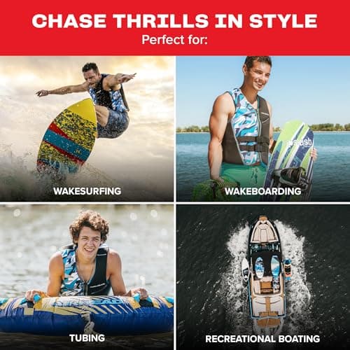 Airhead CAMO Cool Kwik-Dry Neolite Flex Life Jacket for Adults - USCG Approved Life Vest for Women & Men, Lightweight Flexible Watersports Vest for Boating, Wakeboarding, Kayaking & Jet Skiing