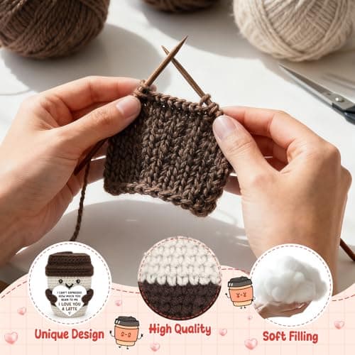 Birthday Decor Gifts for Boyfriend Husband Wife Wedding Anniversary Coffee Lover Couple Crochet Coffee Mug Decor I Love You Anniversary Women Men Her Him Gifts for Girlfriend Sweetest Day Christmas B0FX3RS85V