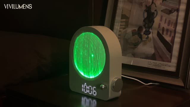 Vivilumens Sound Machine Alarm Clock, Gentle Sunrise Wake Up Light Alarm Clock for Heavy Sleepers Adults, Dimmable Night Light & RGB Meteors Lights Mode, 10 Natural Sounds, Great Gifts for Her