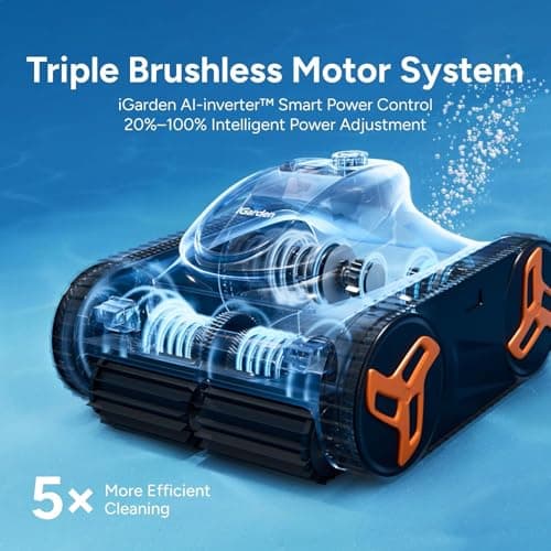 iGarden Robotic Pool Cleaner KN Series, 210-Min Runtime, Smart 3D Navigation, Full-Inverter Energy-Saving Tech, Cleans Floor, Wall & Waterline, for Above-Ground & Inground Pools, Matte Black