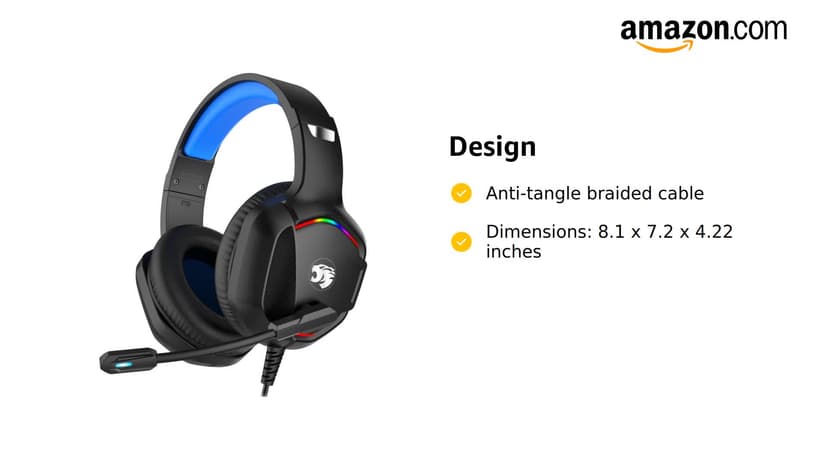 IMYB A36 Gaming Headset with Microphone for Pc, Xbox One Series X/s, Ps4, Ps5, Switch, Stereo Wired Noise Cancelling Over-Ear Headphones with Mic for Computer, Laptop, Mac, Nintendo, Gamer (Blue)