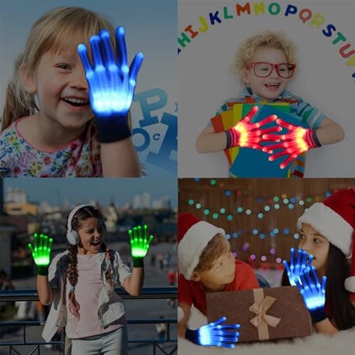 LED Gloves Toys for Boys Age 8-10 Light Up Gloves for Kids, Easter Gift Cool Fun Toys for 8-13 Year Old Boys Girls, Toys for Ages 8-13 LED Gloves Toys for Coolest 12 Year Old Boy Gifts