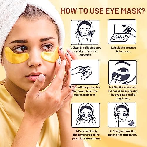 POSTA 24K Gold Eye Mask, 20 Pairs Eye Treatment Mask With Collagen, Under Eye Mask Treatment for Puffy Eyes, Dark Circles Corrector, Used for Eye Bags, Anti Aging Patches Luxury Gift for Women and Men