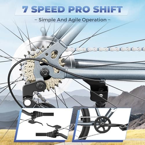 26 inch Mountain Bike 7/21 Speeds Lightweight Cycling Bicycles, Dual Disc/V Brake,Bicycle for Men and Women, Adult Bike, Road Bike