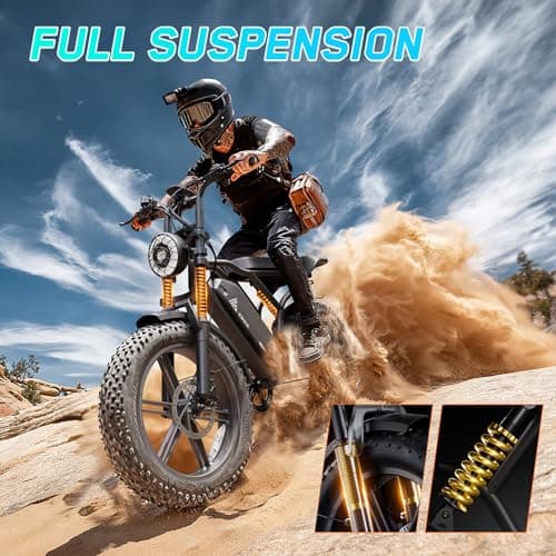 TST Electric Bike for Adults, 1500W Peak Motor 28 MPH 60/100 Miles Fat Tire Ebike with 48V 15Ah/25Ah Removable Battery 20" Electric Dirt Bike Hydraulic Suspension and 7-Speed