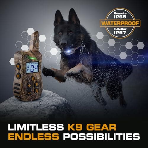 INVIROX Dog Shock Collar [Ultra K9] 124 Training Levels, 4 Powerful Modes with Night-Light and ¾ Mile Range 100% Safe Dog Training Collar for Large Dogs IP67 Waterproof (X2 Camouflage)