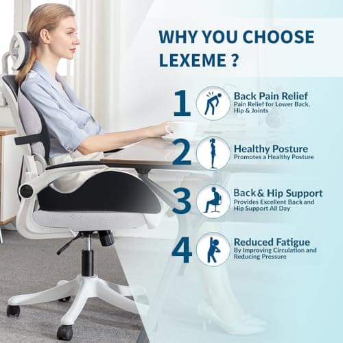 Lexeme X Large Memory Foam Seat Cushion Lumbar Support Pillow for Sciatica & Tailbone Pressure Relief Coccyx Pad for Office Chair, Car,Wheelchair,Home,Office