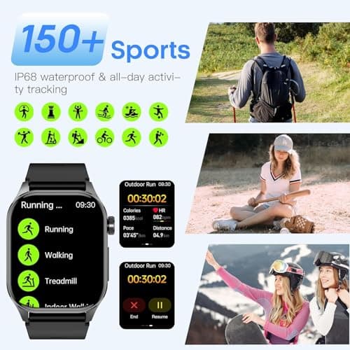 Advanced Health Smartwatch for Women Men with Real-Time Monitoring of Heart Rate, Blood Oxygen, Body Temperature, Blood Pressure, Sleep Auality and Stress Levels.Always-On Display, for Android & iOS