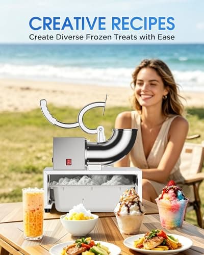Commercial Snow Cone Machine, 440LB/H Professional shaved ice machine, 350W Electric Ice Crusher, Silver Stainless Steel, Fluffy Shave Ice Machines for Home, Parties, Dessert Shops & Bars