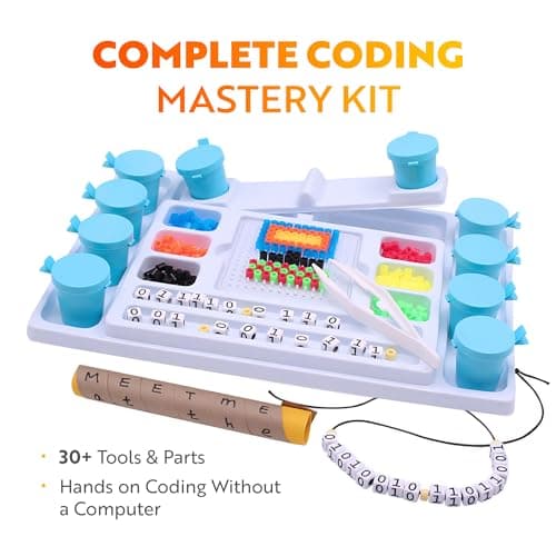 Playz My First Coding & Computer Science Kit - Learn About Binary Codes, Encryption, Algorithms & Pixelation Through Fun Puzzling Activities Without Using a Computer for Boys, Girls, Teenagers, Kids
