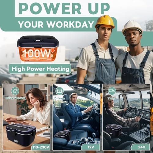 100W Fast Heating, Portable Food Heater for Car, Truck, Office, Work, Travel, Construction Site, Gifts, 12/24V/110-230V DUPASU Electric Lunch Box Food Warmer, 1.8L Heated Lunch Box for Adults B0DXYYG8Q4