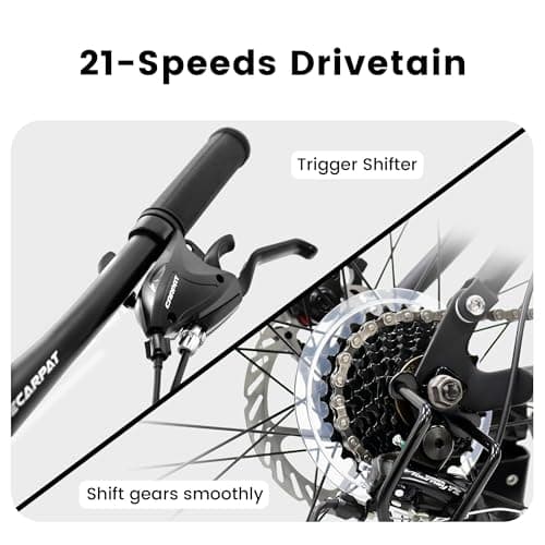 27.5 Inch Full Suspension Mountain Bike, Front & Rear Shock Absorbers, Mechanical Disc Brakes, 21-Speed Steel Frame, for Men & Women, Outdoor & Fitness Cycling