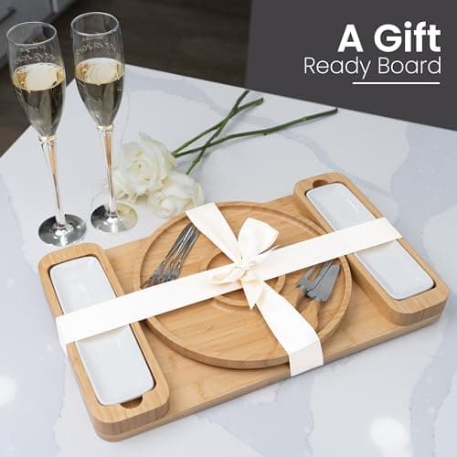 Meat Cheese Platter, Movie Nights, Family Gatherings, BBQ Picnic Essentials, Dinner Party Hosting Appetizer, Wine Nights Charcuterie Boards Set, Bamboo Cheese Tray with Serving Accessories B0CJH76S39