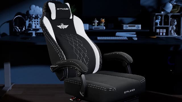GTPLAYER Big and Tall Gaming Chair Breathable Fabric Computer Chair with Strong Lumbar Support, Comfortable Office Chairs with Pocket Spring Cushion, High Back Ergonomic Desk Chairs with Footrest