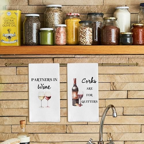 Funny Wine Kitchen Towel Set, Decor Gifts for Women & Wine Lovers, Funny Tea Towels, 2 x 16x24 Inch B0D7LD8TWX