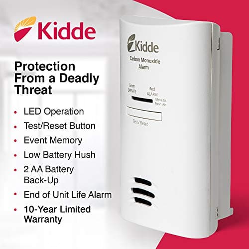 Kidde Carbon Monoxide Detector, Plug-in Carbon Monoxide Detector with AA Battery Backup, 85 dB Alarm, LED Status Light Indicators, 3rd Edition