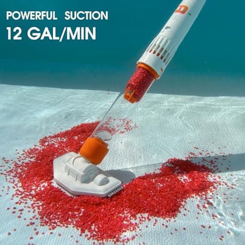 All in ONE Rechargeable Pool & Spa Hot Tub Vacuum Cleaner - Dual Mode & Magnetic Drive System, 25µm Ultra Fine Mesh Filters for Hot Tub, Small Above Ground Pools, 60 Mins (Orange)