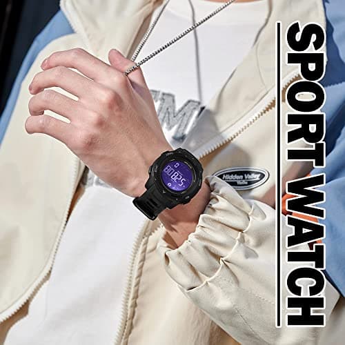 findtime Men's Digital Watch Waterproof Pedometer Watches Sport Watch Step Counter Calorie Military Watch with Stopwatch Alarm LED Backlight Countdown
