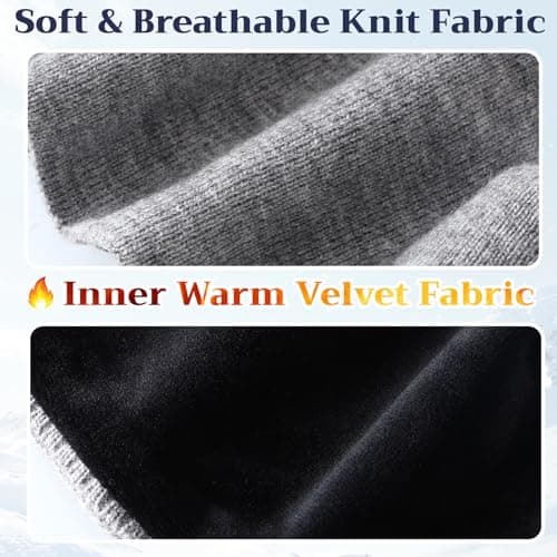 JenPen 3 Pcs Double-layer Ear Muffs for Winter Ear Warmers Headband for Men Women Knit Fuzzy Lined for Adult Running Cycling Ski (Black,Light Grey,Navy Blue)