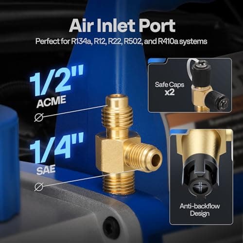 VIVOHOME 110V 1/3 HP 4CFM Single Stage Rotary Vane Air Vacuum Pump and R134a AC Manifold Gauge Set Kit with Leak Detector Carry Bag for HVAC Air Conditioning Refrigeration Recharging ETL Listed