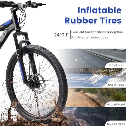 Ecarpat 24/26/27.5 Inch Mountain Bike, Full/Front Suspension Mens Boys Mountain Bike with 21 Speed Steel Frame and Dual Disc Brakes, Adult Sport Bicycle for Trail City Road, Gift Choice