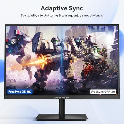 Great voell 23.8" Inch Computer Monitor- FHD 1080P IPS Display 75Hz, 99% sRGB, Eye Care, HDMI VGA, FreeSync, VESA Mountable - Slim Bezel Office & Casual Gaming Screen for PC Console