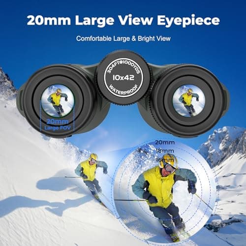Gosky 10X42 HD Binoculars for Adults with Phone Adapter, High Power Binoculars with BAK4 Prism and FMC Lens, Waterproof Binocular for Bird Watching Hunting Traveling Outdoor Sports