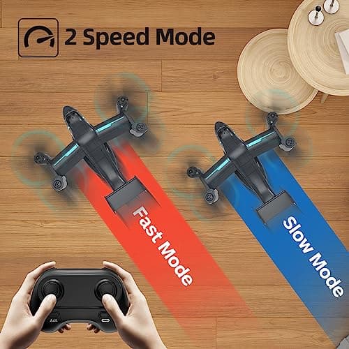 LM19-A Drone with HD Camera for Beginners, WiFi Live Video Remote Control Airplane, Easy & Ready to Fly RC Plane, RC Quadcopter Gift Toy for Boys, Girls age 14& Adults, 2 Batteries (Dark Blue)