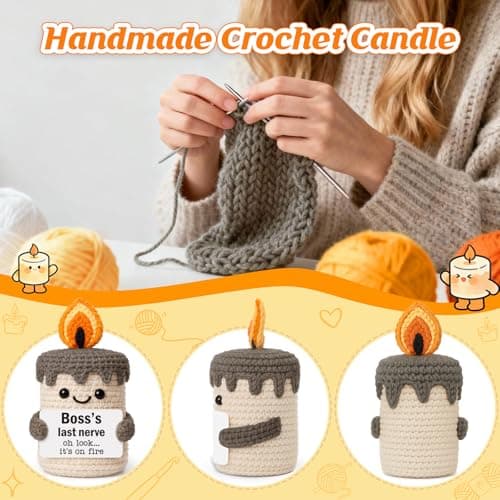 Boss Lady Female Male Gifts, Funny Birthday Christmas Leaving Gag Gift for Supervisor Manager, Handmade Crochet Candle Decor Funny Bosses Day Gifts for Women Man, Appreciation Gifts for Boss B0G2LZ6T1K