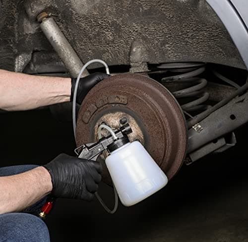 ARES 70923 - Vacuum Brake Fluid Bleeder - 1-Liter Vacuum Fluid Extractor - Hanging Hook and Locking Trigger Allows for Hands Free Operation