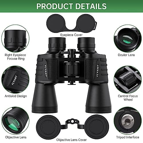 20x50 High Powered Binoculars for Adults, Waterproof Compact Binoculars with Low Light Vision for Bird Watching Hunting Camping Travel Cruise Hiking Sports Stargazing, Christmas Birthday Gifts for Men
