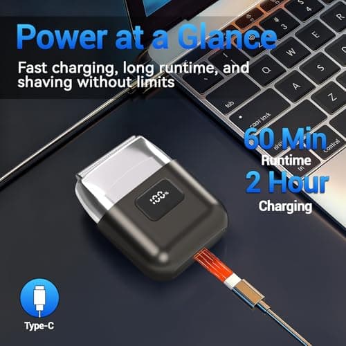 Electric Foil Shavers for Men: Mini Electric Razor with 3 Floating Blades, LED Display, Dual Speed - IPX7 Waterproof Wet/Dry Cordless Razor, USB Fast Charging, Travel Lock