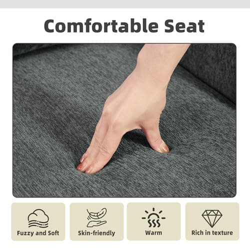 Accent Chairs Set of 2, Upholstered Roll Armchair for Living Room, Comfy Club Chair with Lumbar Pillow in Chenille Reading Chair for Bedroom Small Spaces-Gray
