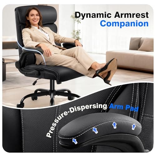 AreShark Office Chair - Executive High Back Breathable Comfy Desk Chair with Lumbar Support - Ergonomic Leather Rolling Swivel Computer Chair with Rock Function for Working Studying Gaming Relaxing